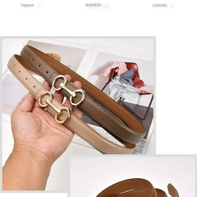 Women's Leather Belt with Zinc Alloy Buckle