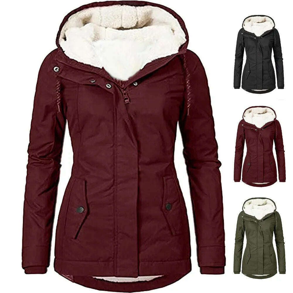 2024 Hooded Zipper Coat – Loose Fit, Pockets, Thick Parka - D&M Boutique
