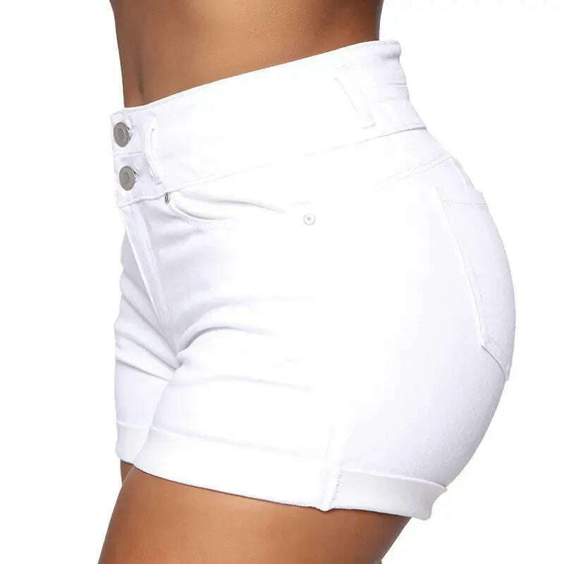 Liooil High Waist Jean Shorts – Stretchy, Cuffed, Casual - D&M Boutique