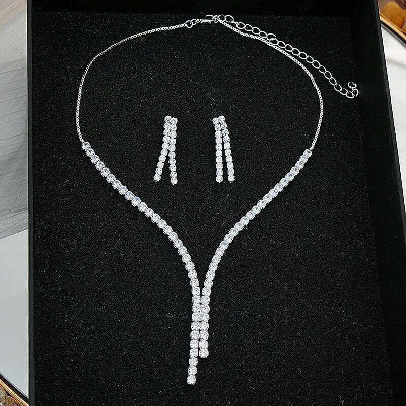 Simple Geometric Zircon Jewelry Set