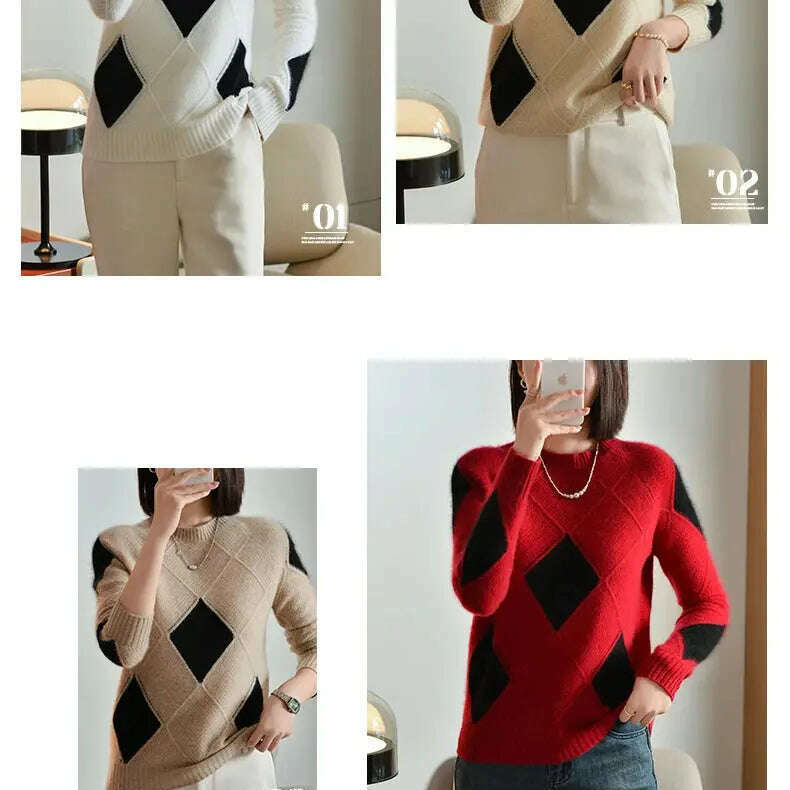 100% Wool O-Neck Sweater: Women’s Autumn/Winter Pullover - D&M Boutique