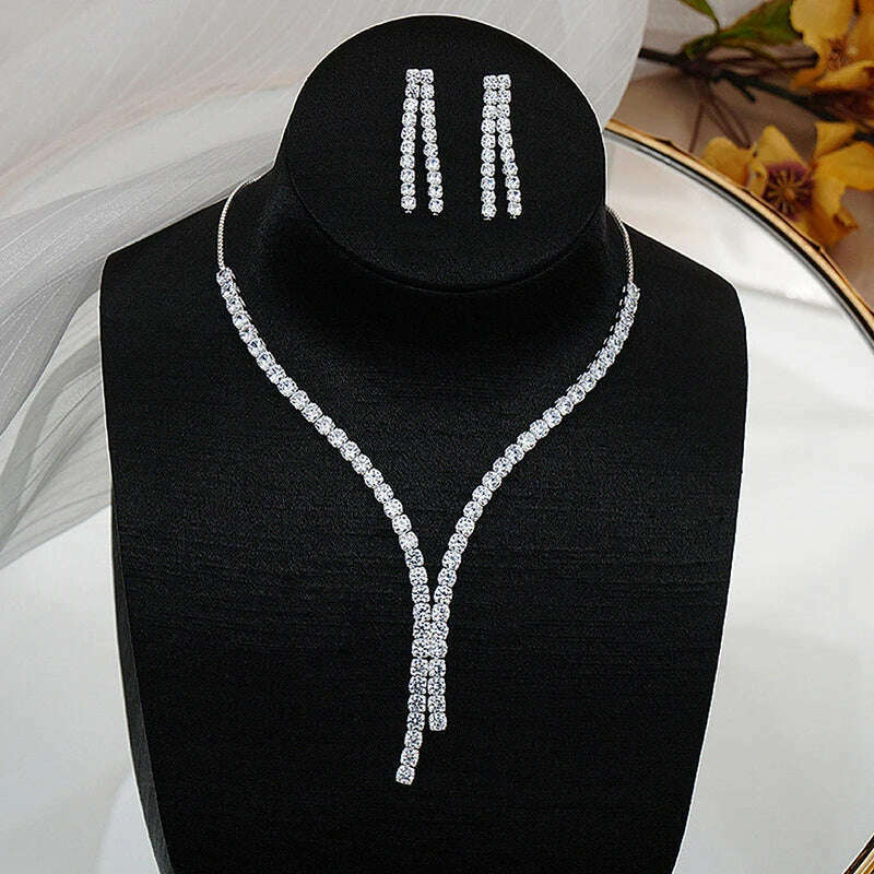 Simple Geometric Zircon Jewelry Set
