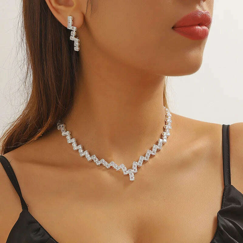 FYUAN Luxury Geometric Zircon Jewelry Set