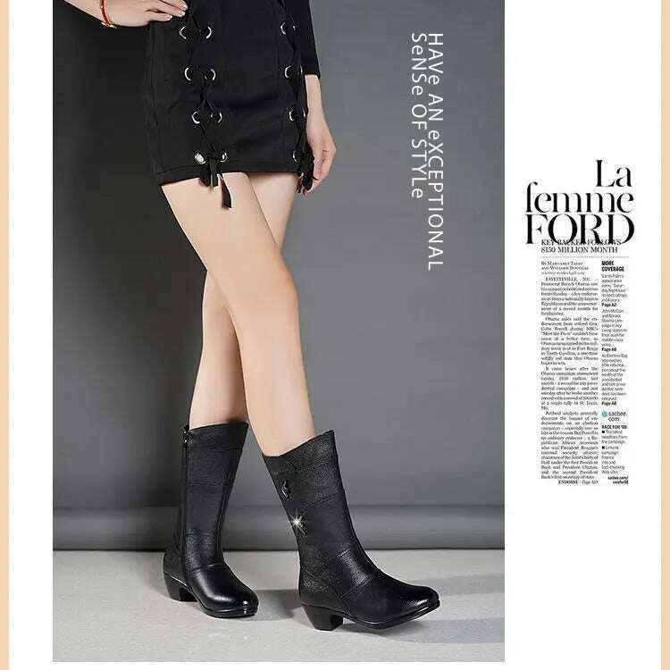 SBIP Mid-Calf Leather Boots