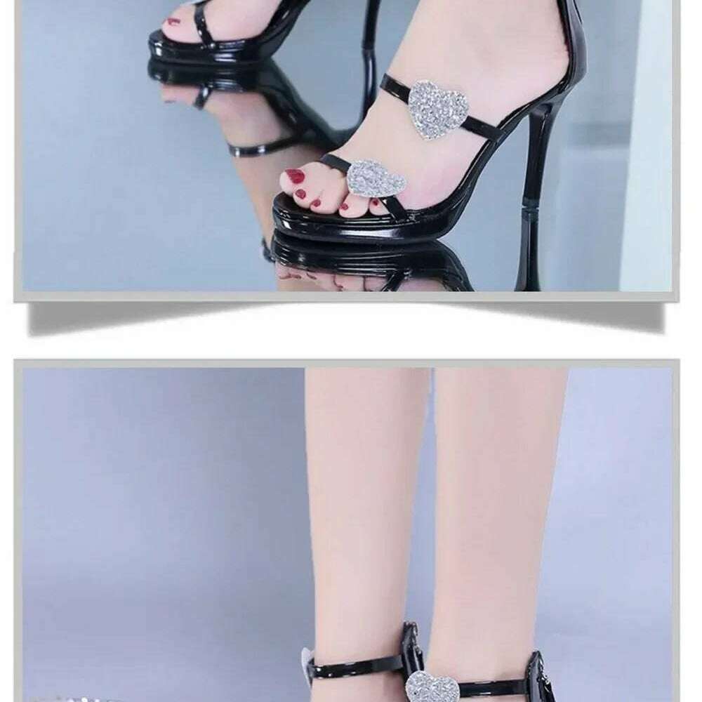 Elegant Glitter High Heel Sandals - Star & Heart Pattern