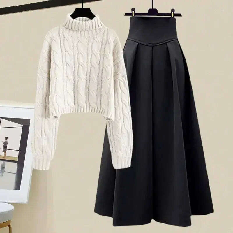 2024 Women's Autumn Slimming Sweater Skirt Set Plus Size