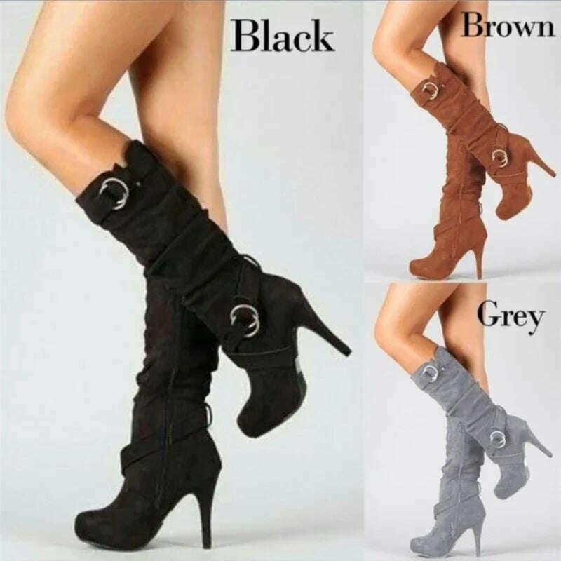 Retro Chic Over-the-Knee High Heel Boots for Women