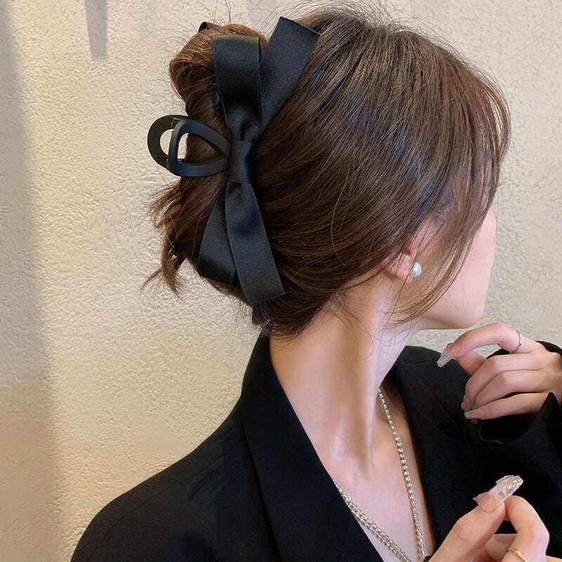 2024 Black Bow Hair Claw Clip for Ponytails & Braids