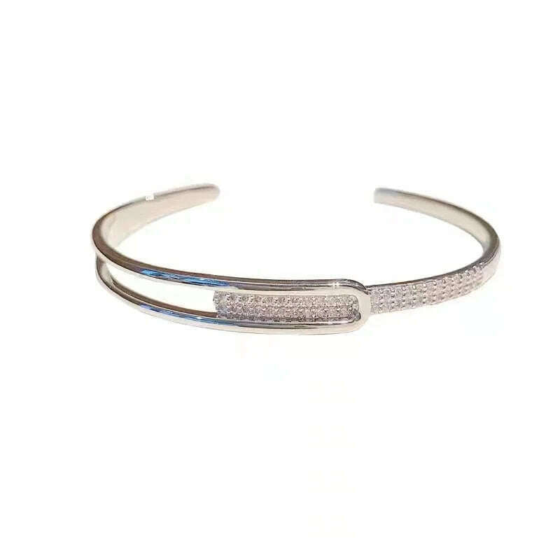 925 Sterling Silver Zirconia Opening Bracelet for Women