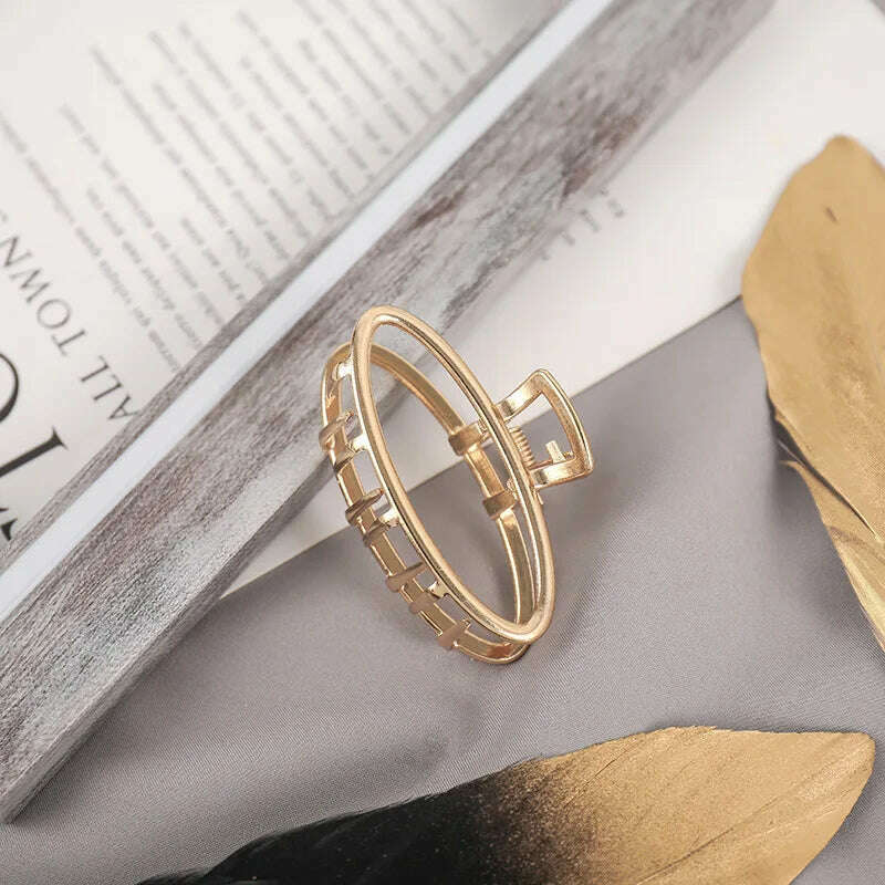 2024 Elegant Gold & Silver Geometric Metal Hair Claw
