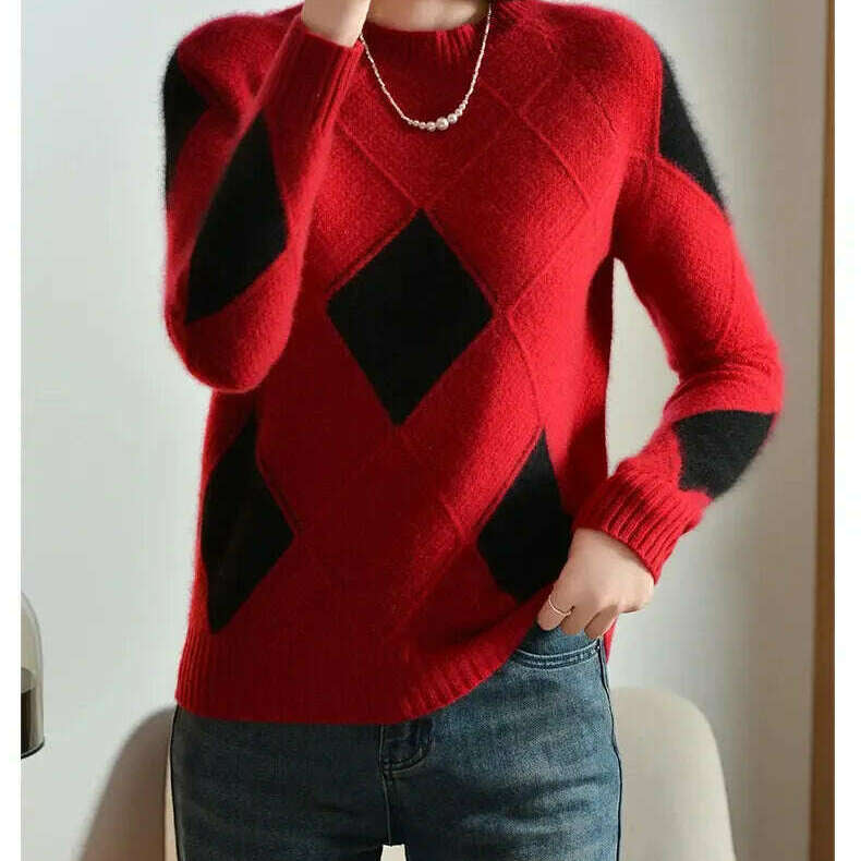 100% Wool O-Neck Sweater: Women’s Autumn/Winter Pullover - D&M Boutique