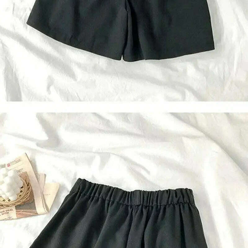 High Waist Wide Leg Shorts – Loose, Solid, Summer Office Style - D&M Boutique