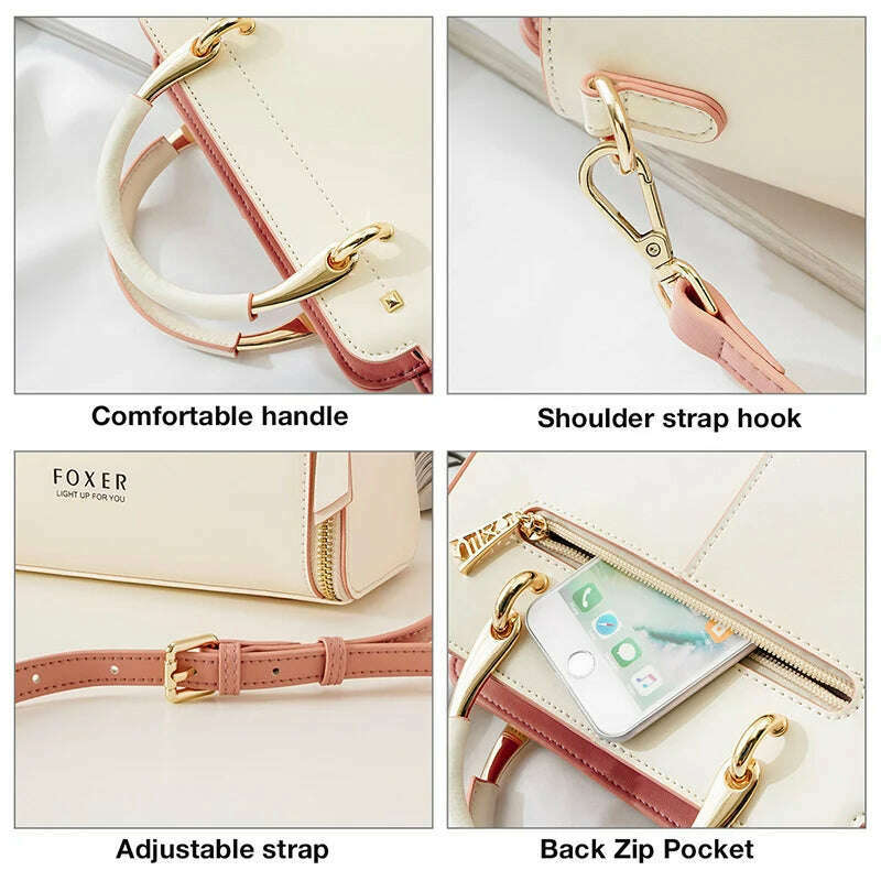 FOXER Split Leather Crossbody Bag Elegant & Spacious
