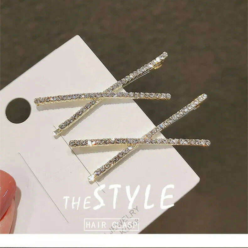 2pcs Cross Crystal Hairpins Rhinestone X Hair Clips