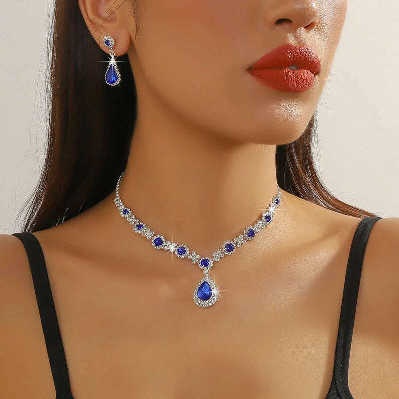 Elegant Waterdrop Rhinestone Jewelry Set