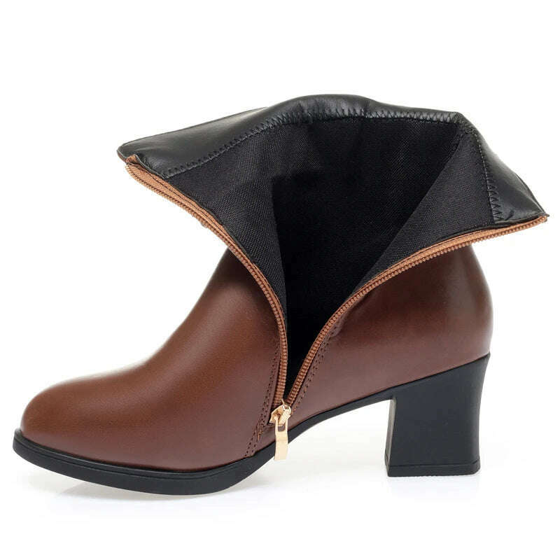 ZLMIAO SHZHANG Women’s Soft Leather Ankle Boots