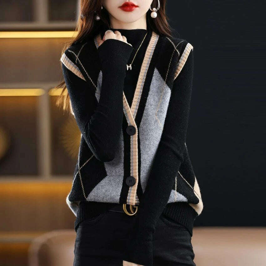 2024 Women's Casual Korean Style Knitted Cardigan Vest - D&M Boutique