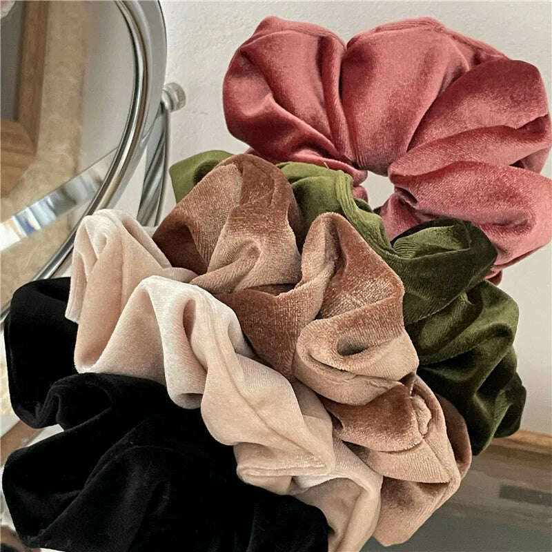 Flannel Oversized Velvet Hair Scrunchie for Women