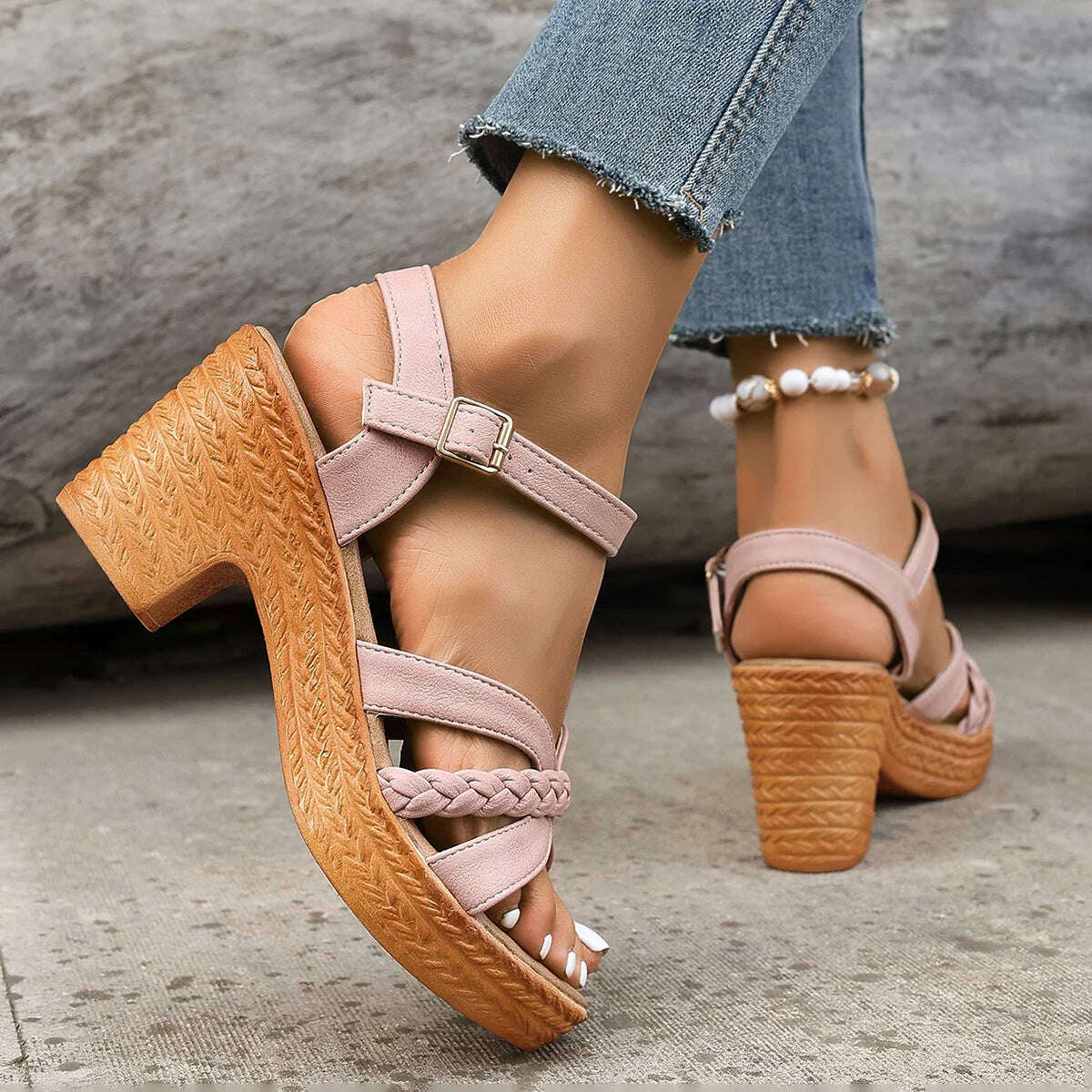 2024 Summer Ankle Strap High Heel Sandals - Platform Gladiator