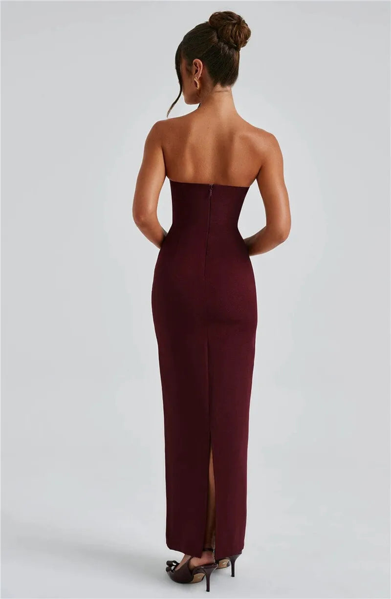 Mozision Scarf Collar Strapless Sexy Maxi Dress For Women Fashion Off-shoulder Backless Bodycon Club Party Long Dress Elegant