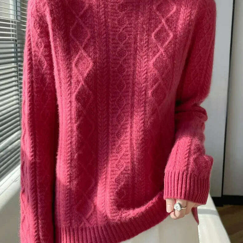 DjzDsm Turtleneck Sweater: 100% Merino Wool, Check Knit - D&M Boutique