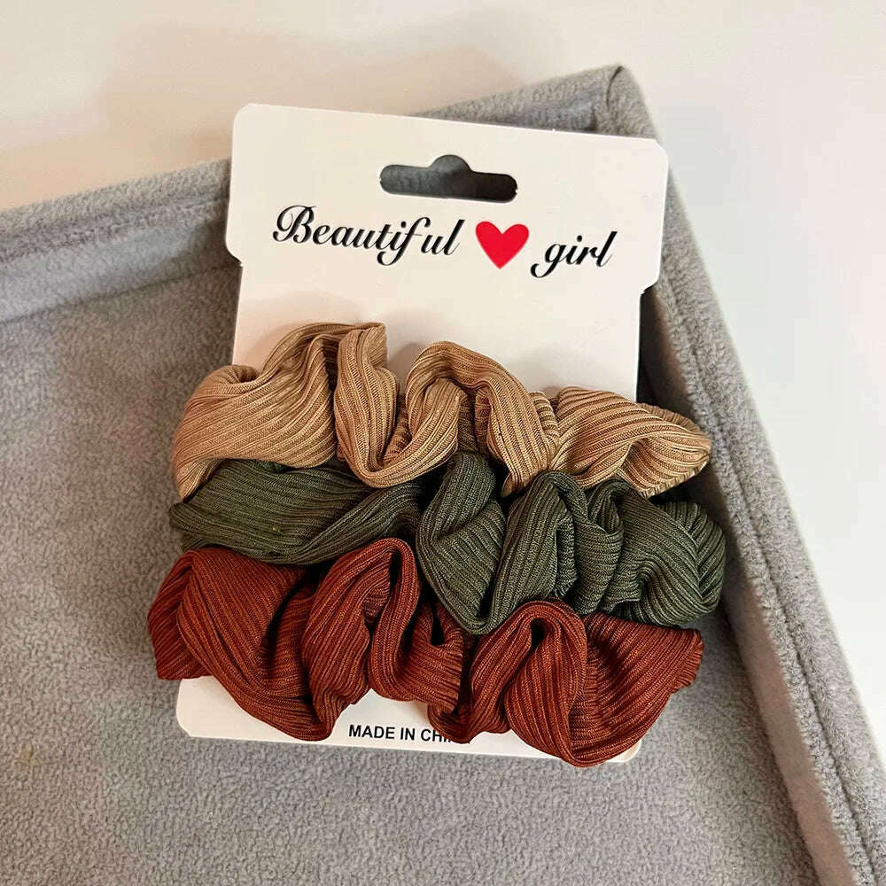 3PCS Corduroy Knitted Scrunchies Set for Women