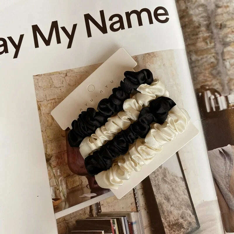 4pcs Solid Color Satin Scrunchies for Women