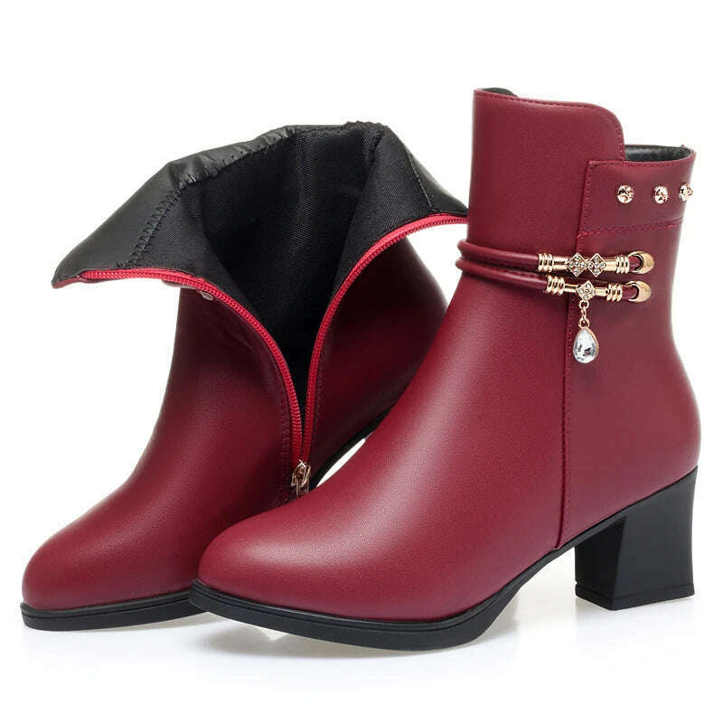 ZLMIAO SHZHANG Women’s Soft Leather Ankle Boots