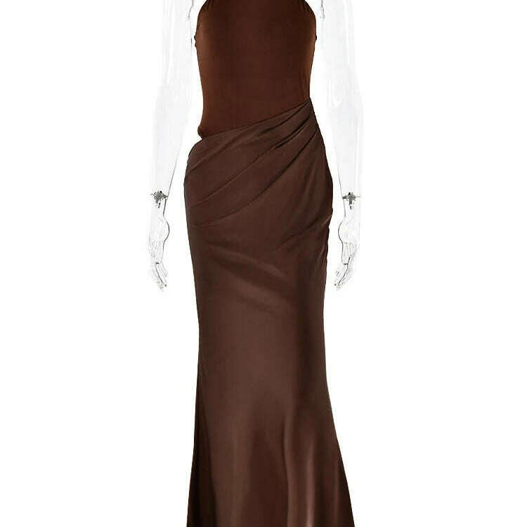 JULISSA MO Satin Hollow Out High-Waist Maxi Dress