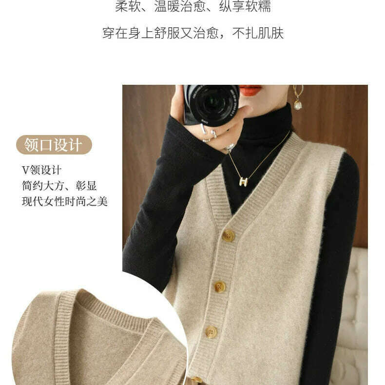 2024 Women's Cashmere Sleeveless Sweater Vest - D&M Boutique