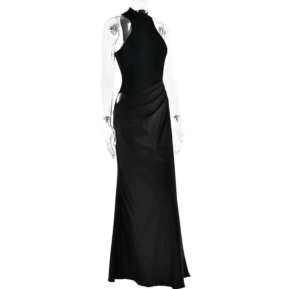 JULISSA MO Satin Hollow Out High-Waist Maxi Dress
