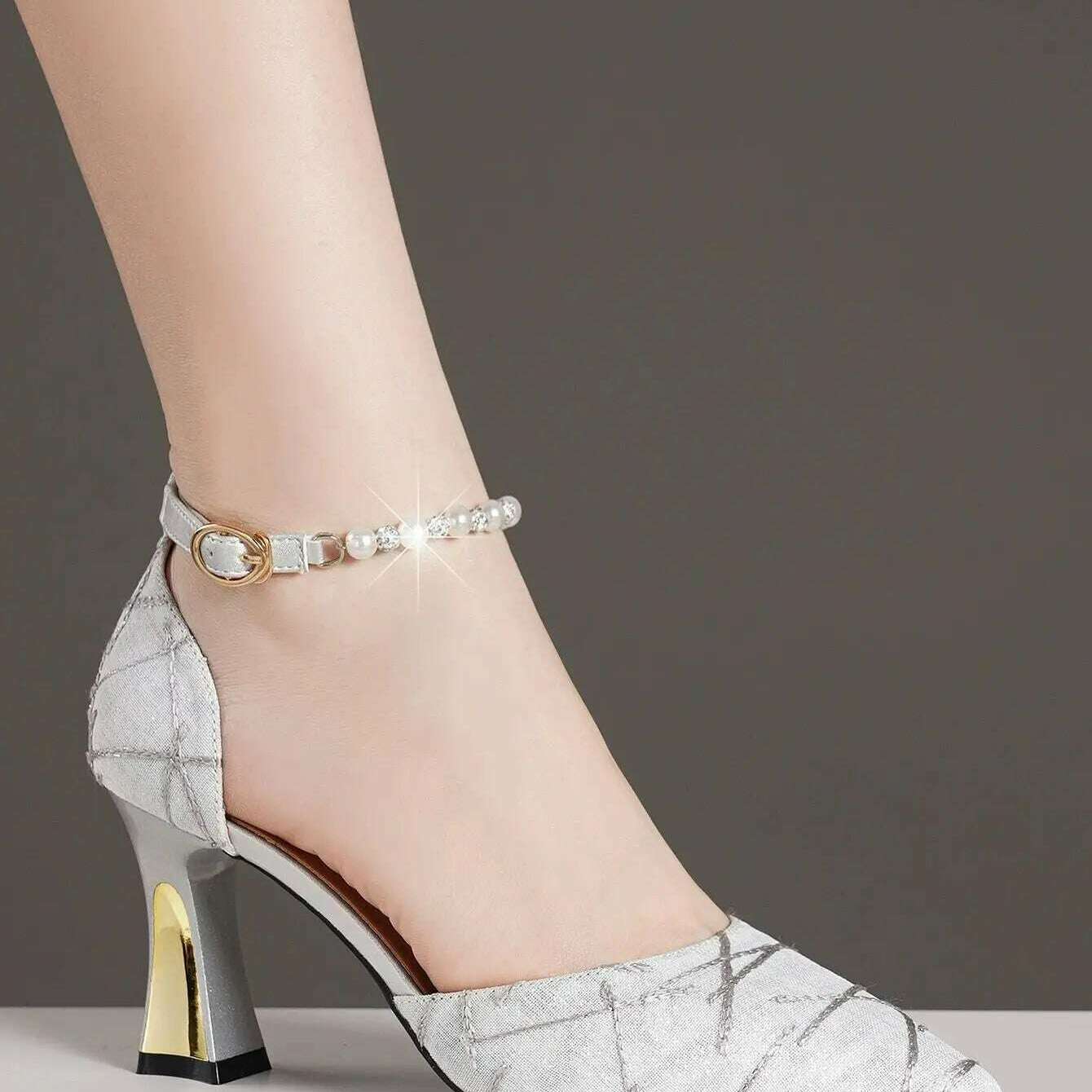 Beads Pumps Pointed Tip Women's High Heels Heeled Sandals Woman Luxury Womens Shoes Woman 2024 Trend Mary Jane Shoes Heel