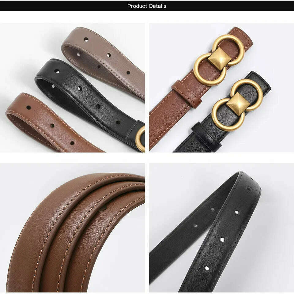 BEAUTODAY Cow Leather Belt with Symmetrical Buckle