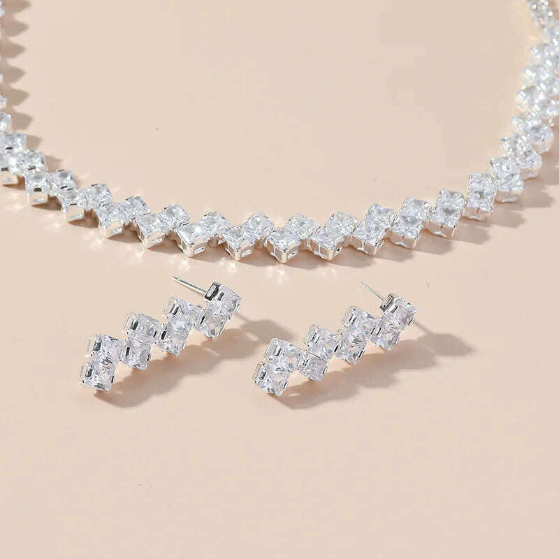 FYUAN Luxury Geometric Zircon Jewelry Set