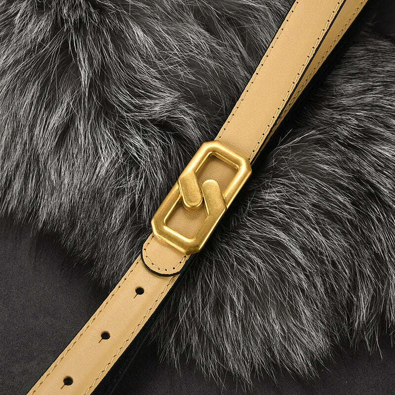 Luxury Women's Skinny Belt with Gold Buckle