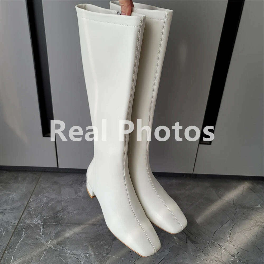 FEDONAS Women's Leather High Heel Boots
