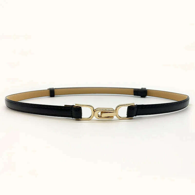 New Fashion Leather Thin Belt for Women with Metal Buckle