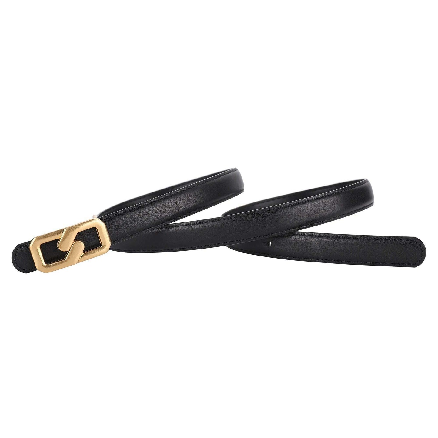 Luxury Women's Skinny Belt with Gold Buckle