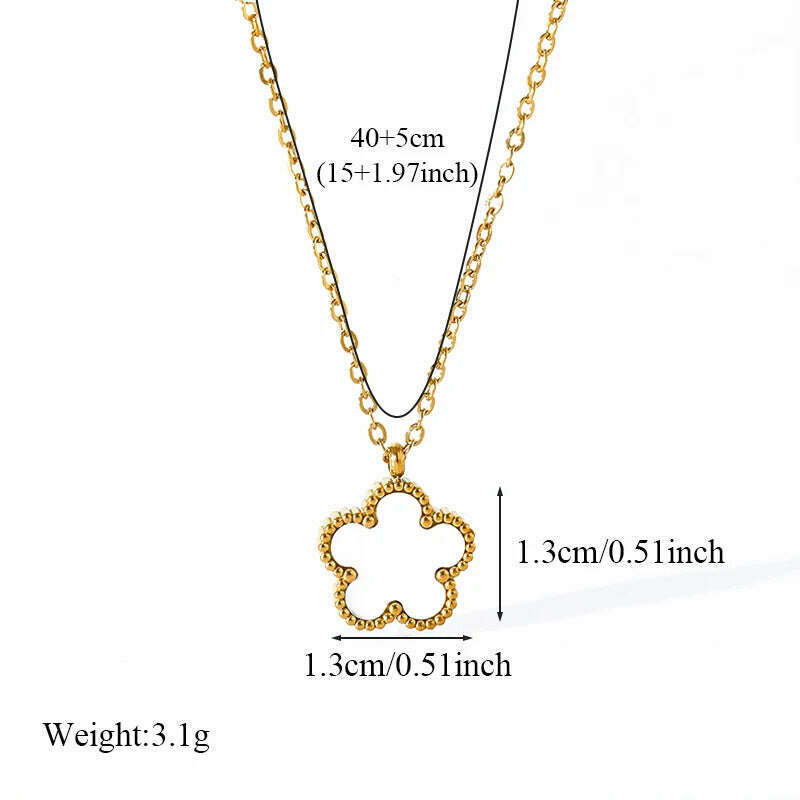EILIECK 316L Stainless Steel Black Five Leaf Clover Pendant Necklace For Women Fashion New Party Gift Neck Chain Jewelry Collar