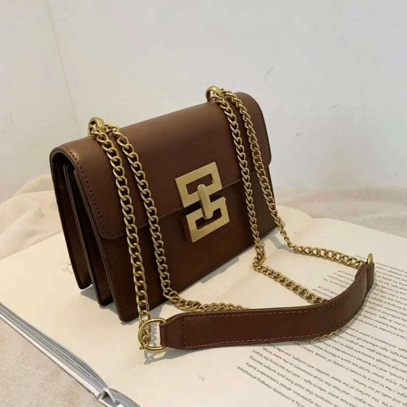 Square Chain Crossbody Bag for Women Elegant PU Handbag