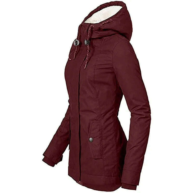 2024 Hooded Zipper Coat – Loose Fit, Pockets, Thick Parka - D&M Boutique