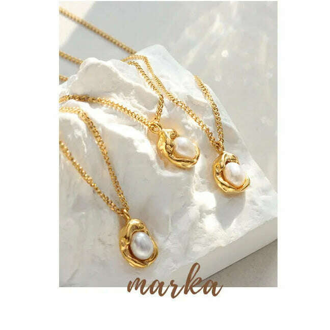 Fashion Inlaid Pearls Pendant Necklace for Women Luxury Design Stainless Steel Cuban Chain Wedding Woman Necklaces Jewelry