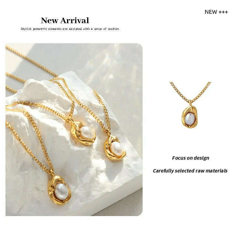 Fashion Inlaid Pearls Pendant Necklace for Women Luxury Design Stainless Steel Cuban Chain Wedding Woman Necklaces Jewelry