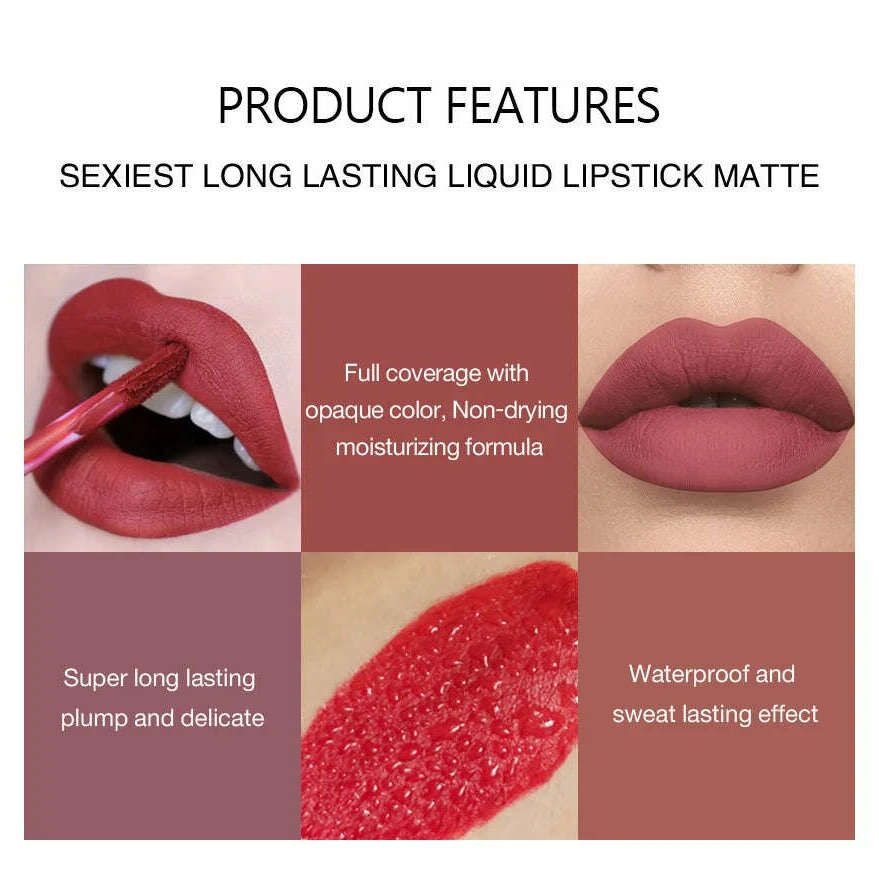 HANDAIYAN 6Pcs Velvet Matte Lip Gloss Set