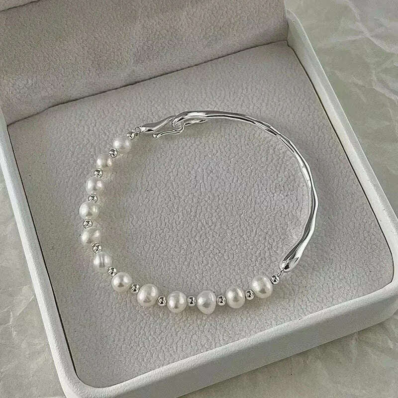925 Sterling Silver Pearl Knots Bracelet for Women