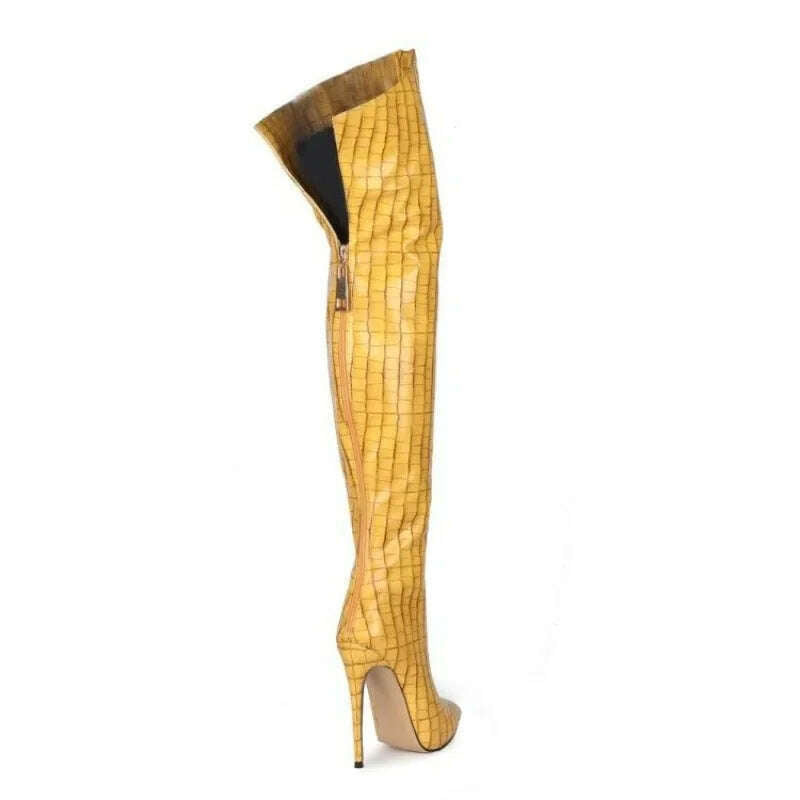 2024 High-heeled Pointed Knee High Boots with Zipper
