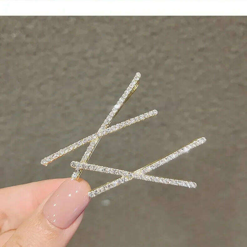 2pcs Cross Crystal Hairpins Rhinestone X Hair Clips