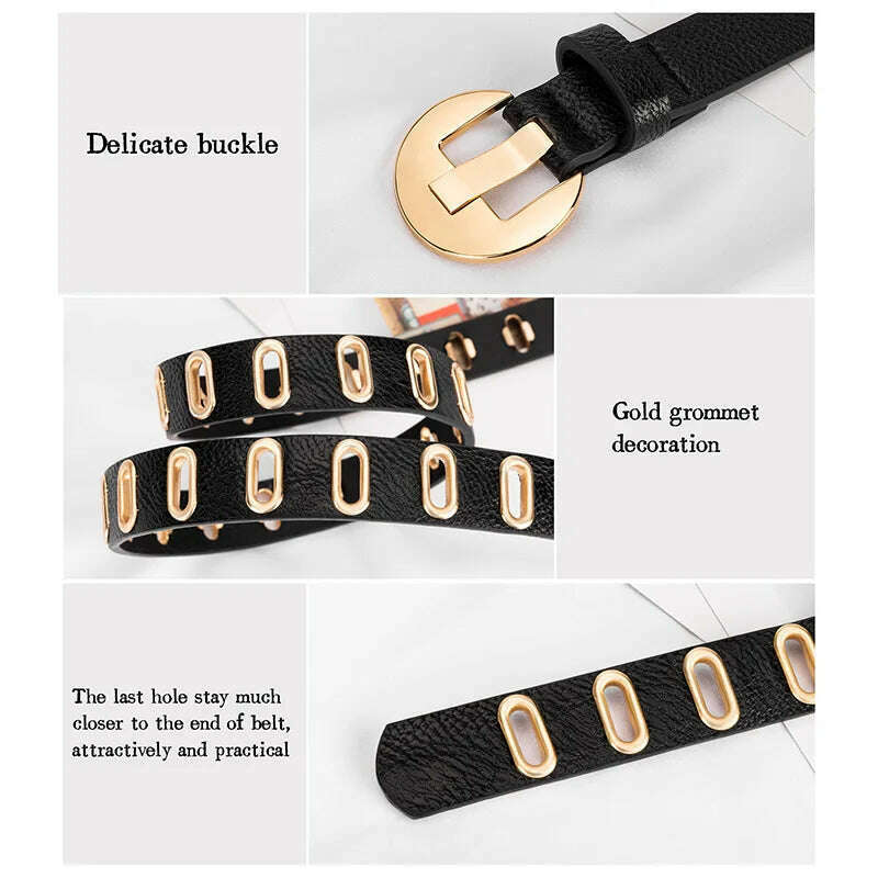 Maikun Grunge Women’s PU Leather Belt with Alloy Pin Buckle