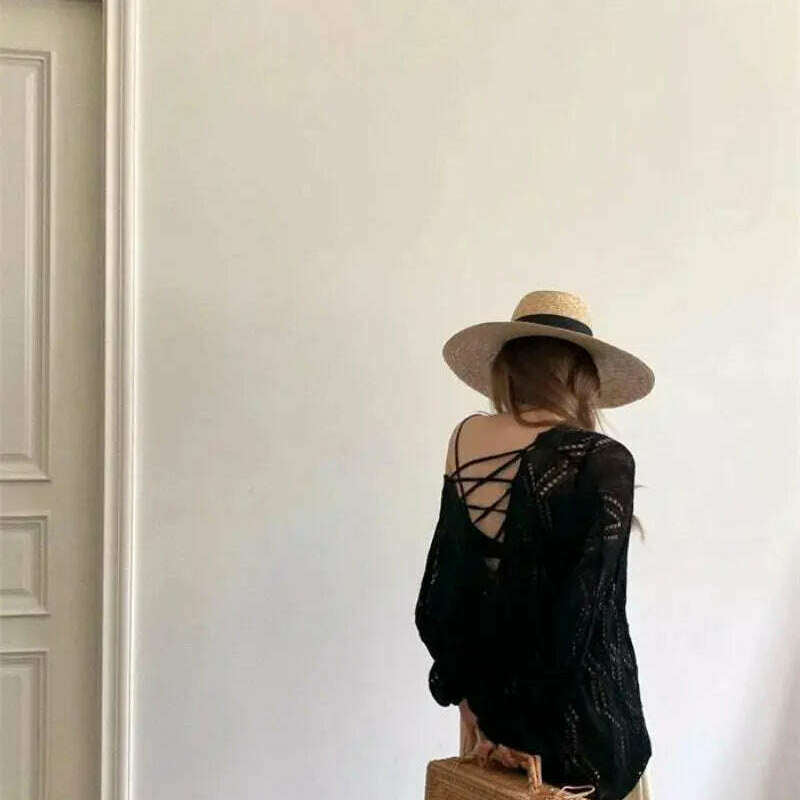2024 Autumn/Winter Women's Sweater: Hollow Out, Long Sleeve - D&M Boutique