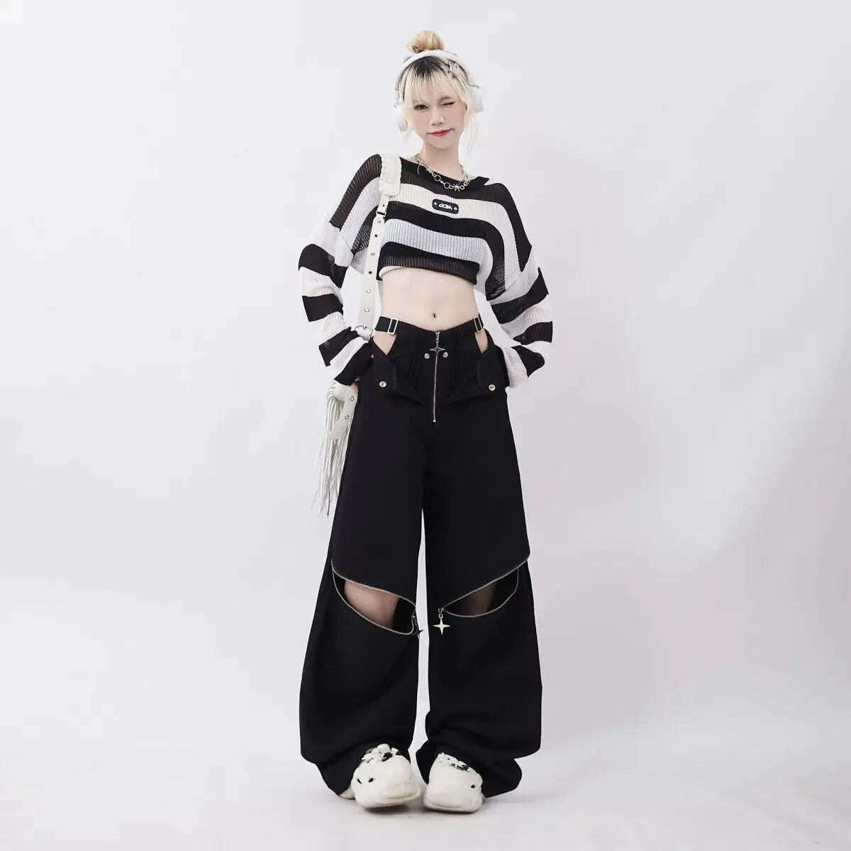 Spicy Girl Hollow Out Workwear Pants